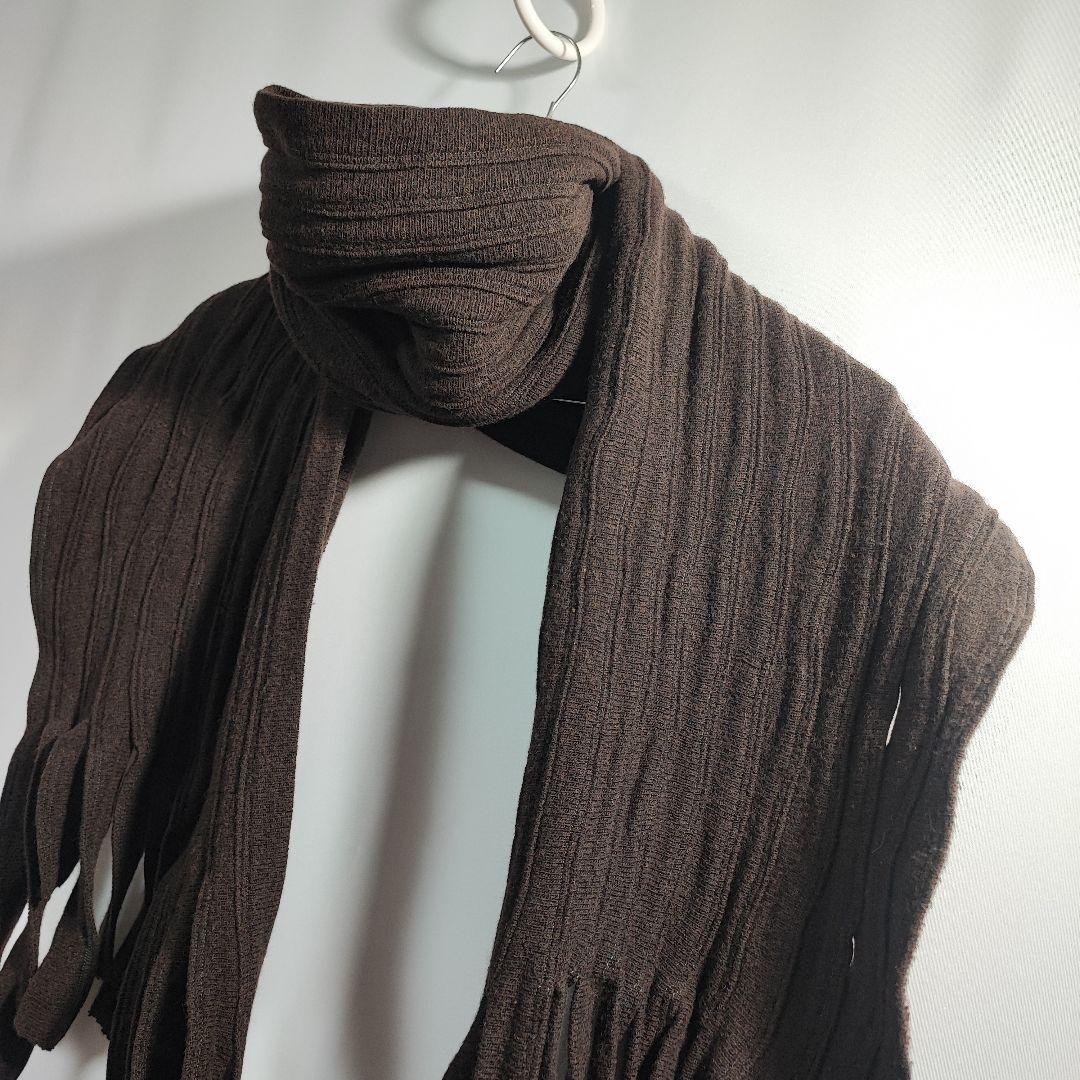 アイザックセラム ストール マフラー ウール ダメージ加工 カシミヤ フリンジ