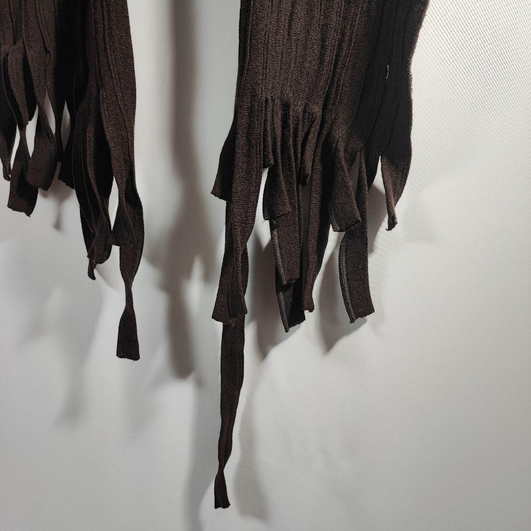 アイザックセラム ストール マフラー ウール ダメージ加工 カシミヤ フリンジ