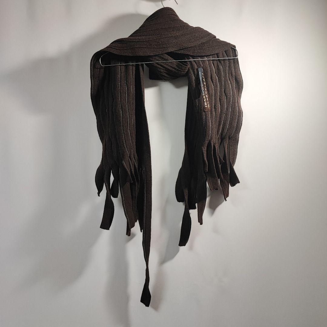 アイザックセラム ストール マフラー ウール ダメージ加工 カシミヤ フリンジ