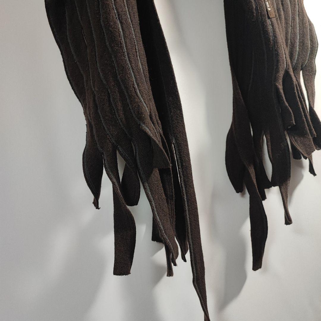 アイザックセラム ストール マフラー ウール ダメージ加工 カシミヤ フリンジ