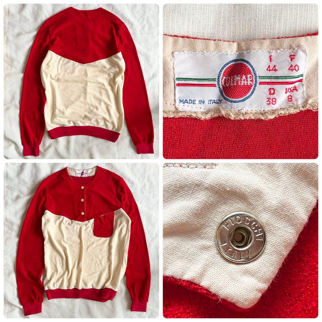 イタリア製ヴィンテージ パイル生地 ヘンリーネックトップス