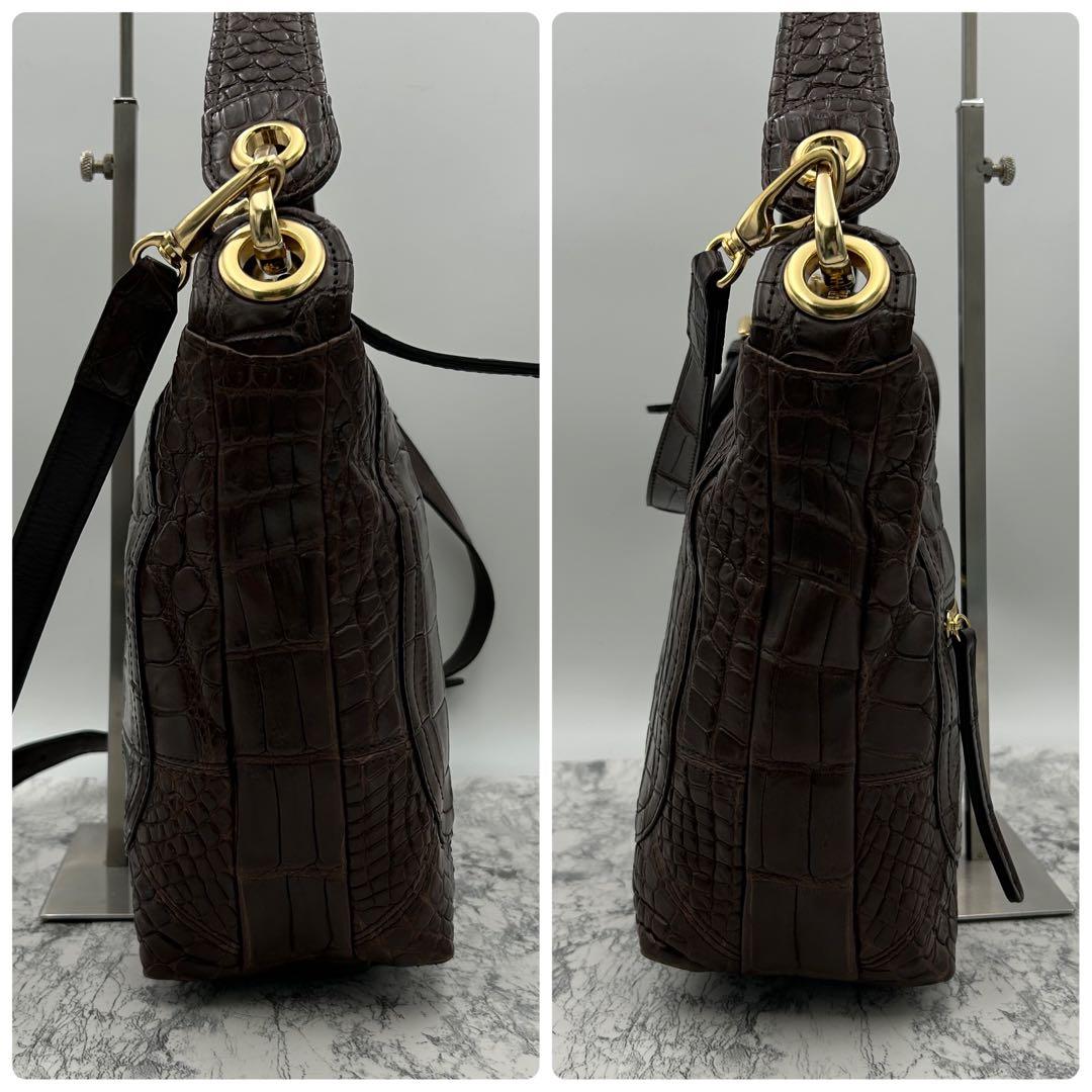 極美品✨ ボーグラン　ショルダーバッグ　2way クロコ本革　JRA