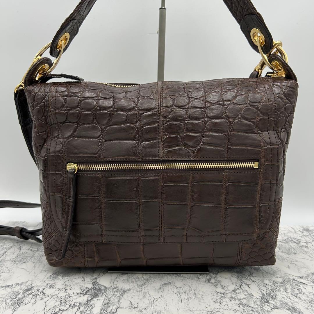 極美品✨ ボーグラン　ショルダーバッグ　2way クロコ本革　JRA