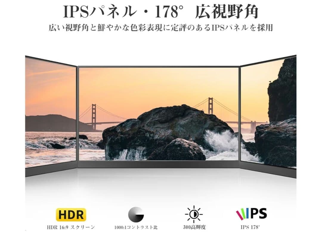 モバイルモニター 15.6インチ IPS液晶パネル軽量 薄型 持ち運び FHD