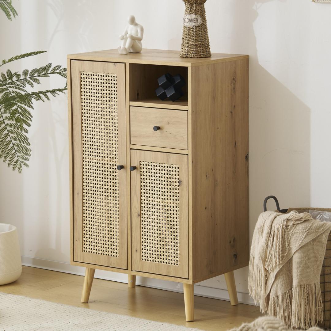 キャビネット サイドボード チェストラタン調 ラタン風 幅60cm 収納棚