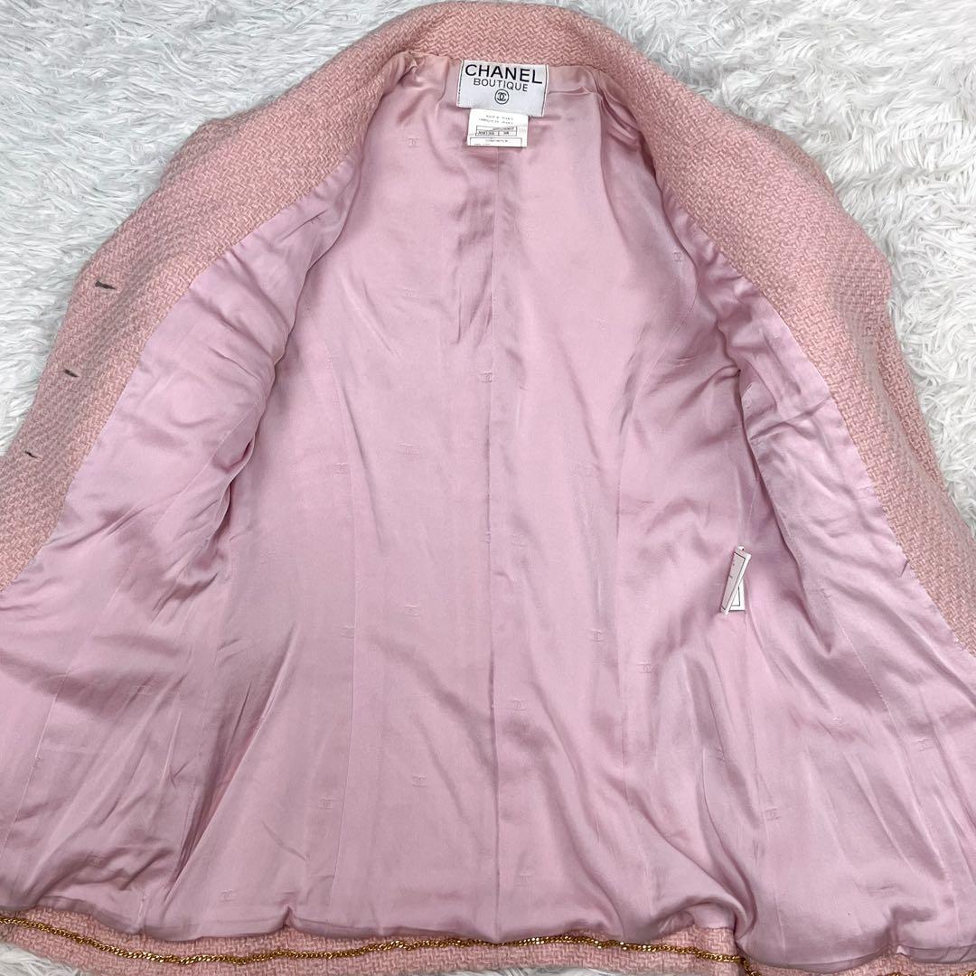 CHANEL 96A グリポアボタン ツイードジャケット チェーン アルパカ