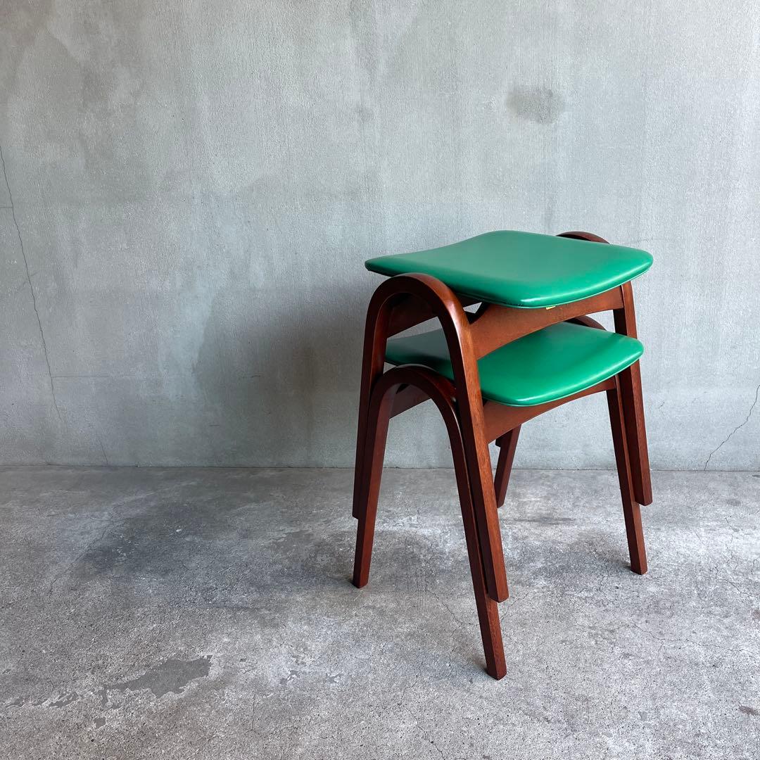 美品　秋田木工　スタッキング スツール 剣持勇　2脚