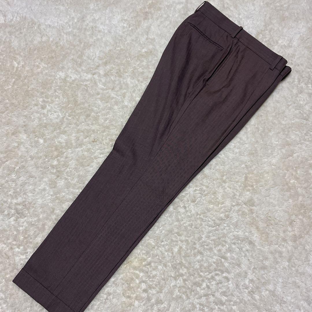 【極美品】スーツセレクト　スリーピース　スーツ　ペイズリー柄　ブラウン