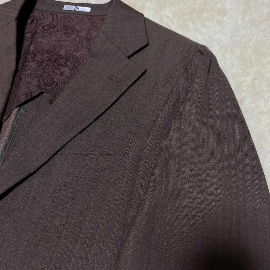 【極美品】スーツセレクト　スリーピース　スーツ　ペイズリー柄　ブラウン