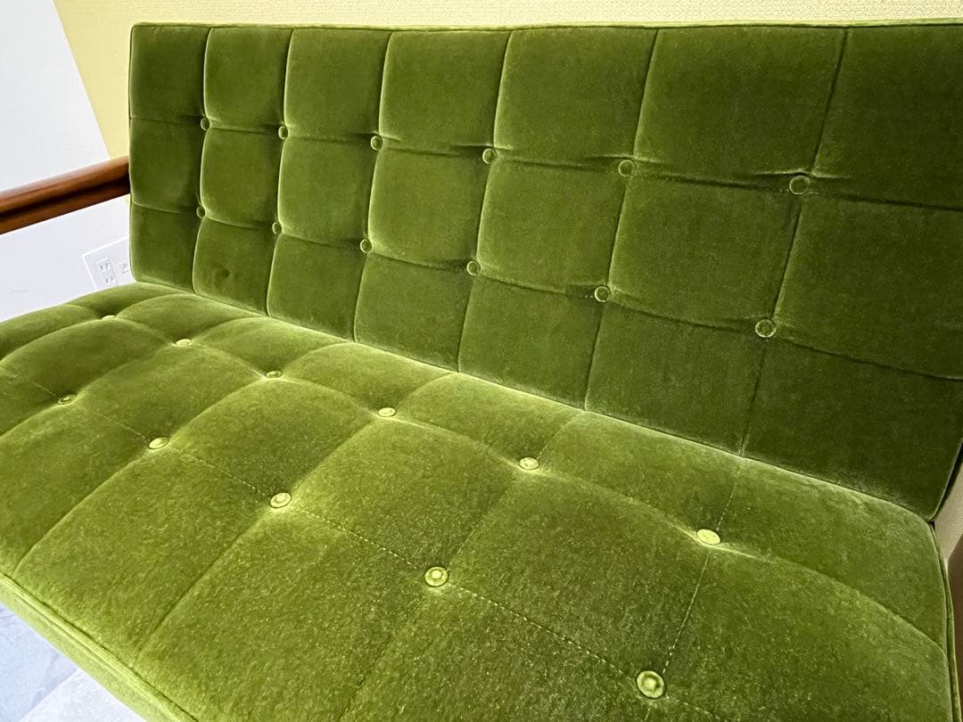 【美品】カリモク60 Kチェア モケットグリーン 2人掛けソファ