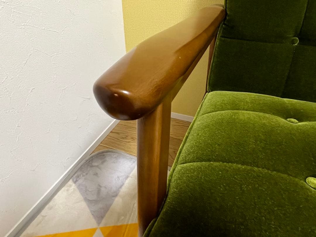 【美品】カリモク60 Kチェア モケットグリーン 2人掛けソファ
