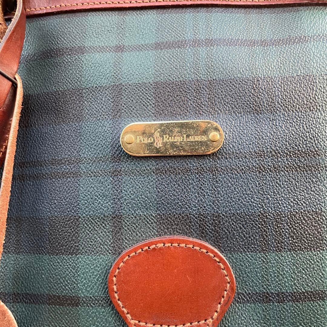 【名作】ポロラルフローレン　ボストンバッグ　2WAY ブラックウォッチ PVC
