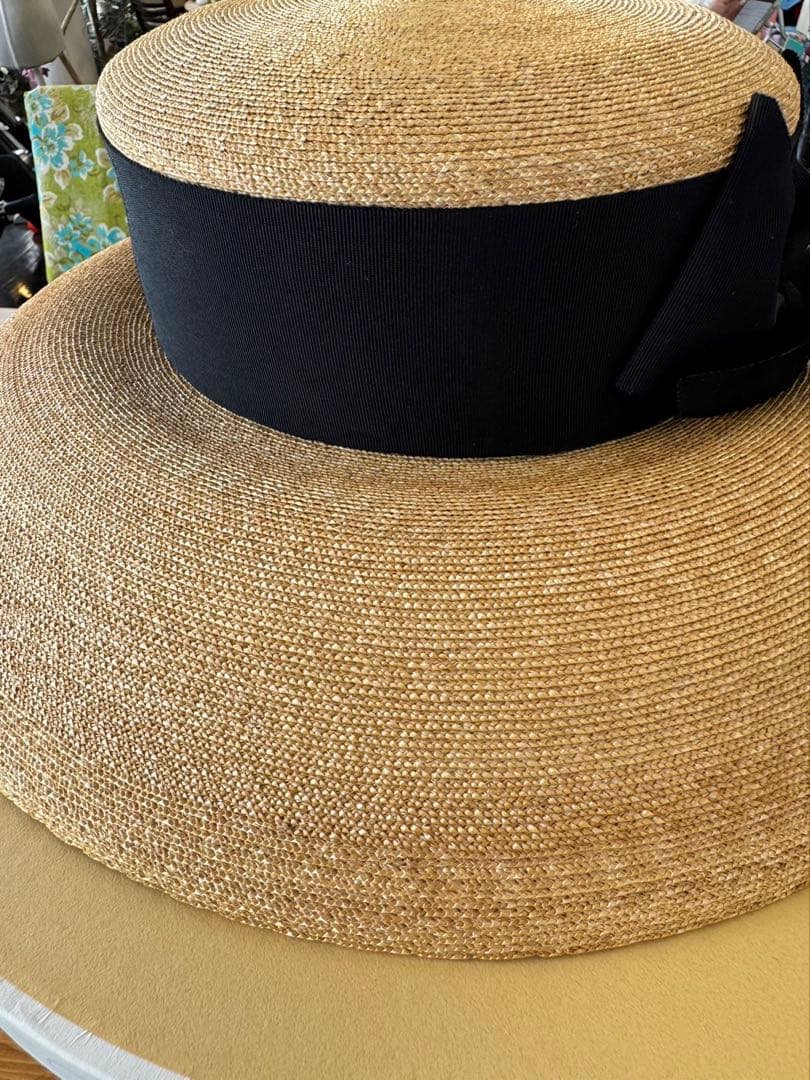 GK フォクシー　ブティック　リボン　ストロー　ハット　麦わら帽子