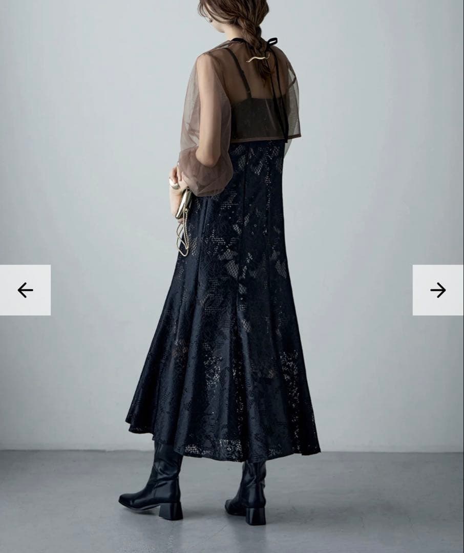 etoll. シフォンボレロ&レースキャミソール　パーティードレス S