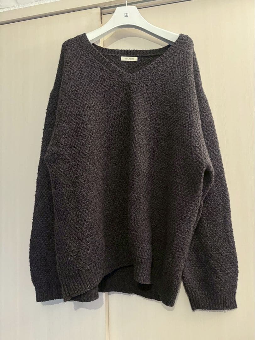 Vainl Archive ダークグレー Vネックセーター