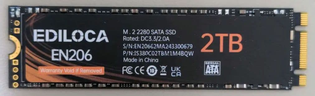 EDILOCA EN206 2TB SSD SATA 使用時間40時間
