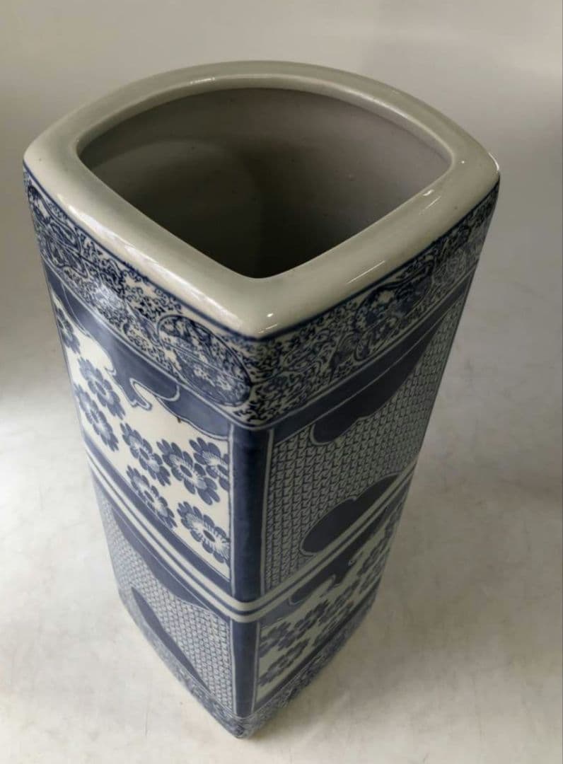 陶器製 傘立 アンブレラスタンド 染付　　玄関インテリア