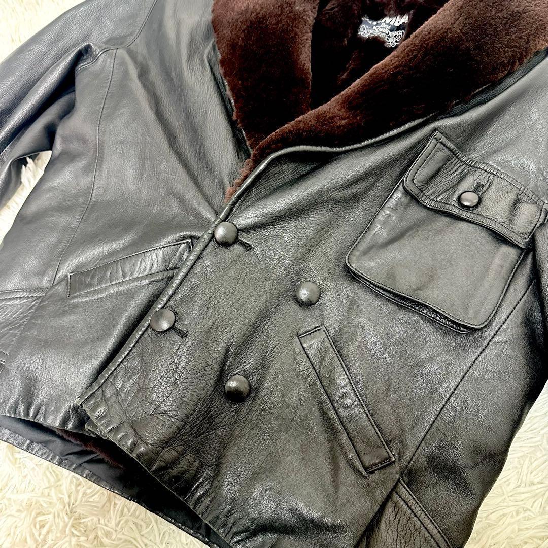 ✨超高級✨ EMBA スペインラムレザー ジャケット ファー 本革 ヴィンテージ