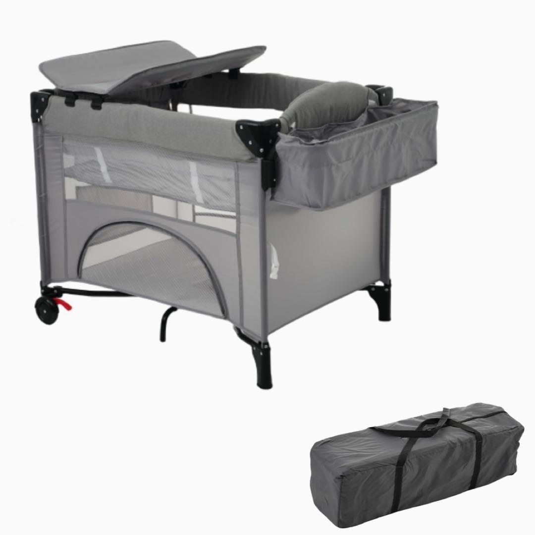 OSJ ベビーベッド サークル 添い寝 折りたたみ式 おむつ替えテーブル付