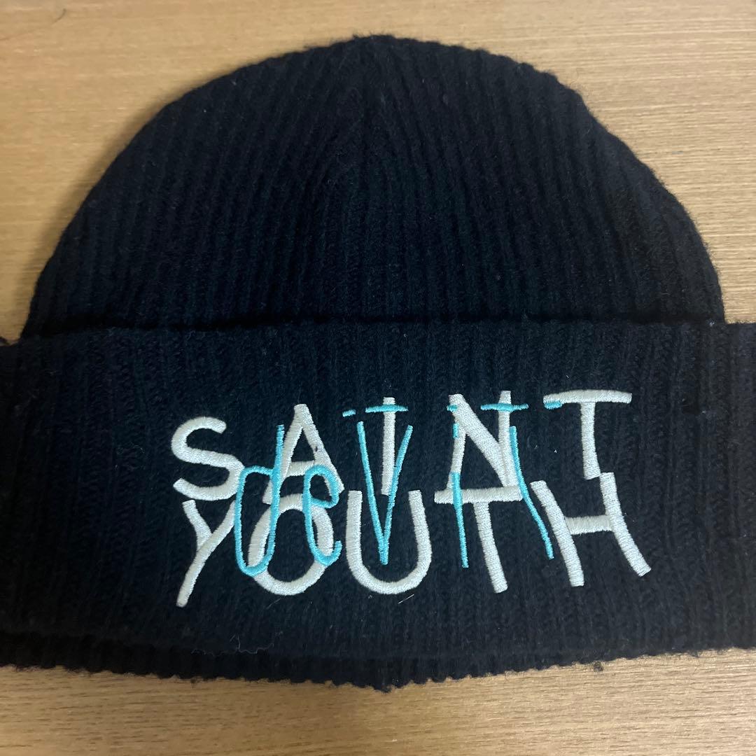 大幅値下げ中！！ SAINT YOUTH 刺繍 ニット帽 黒