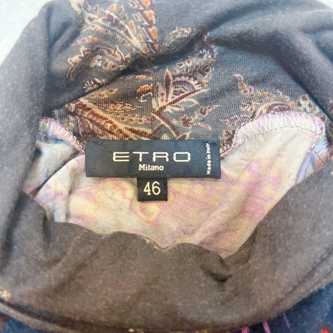 ETRO エトロ イタリア製 ペイズリー 総柄 タートルネック カットソー 46