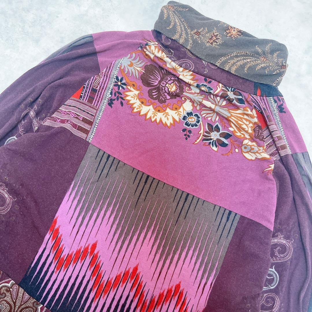 ETRO エトロ イタリア製 ペイズリー 総柄 タートルネック カットソー 46