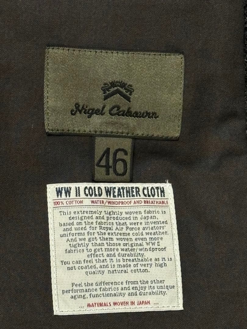 【未使用に近い】ナイジェルケーボン/マロリージャケット/チャコール/46サイズ