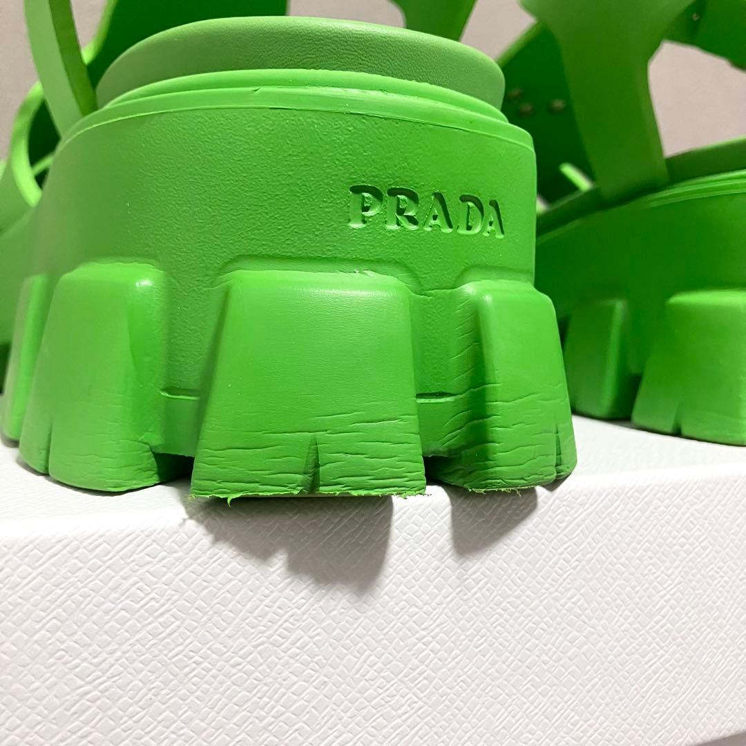 25SS！プラダ［モノリス］箱付き　サンダル　厚底　ラバー　メンズ　サイズ8