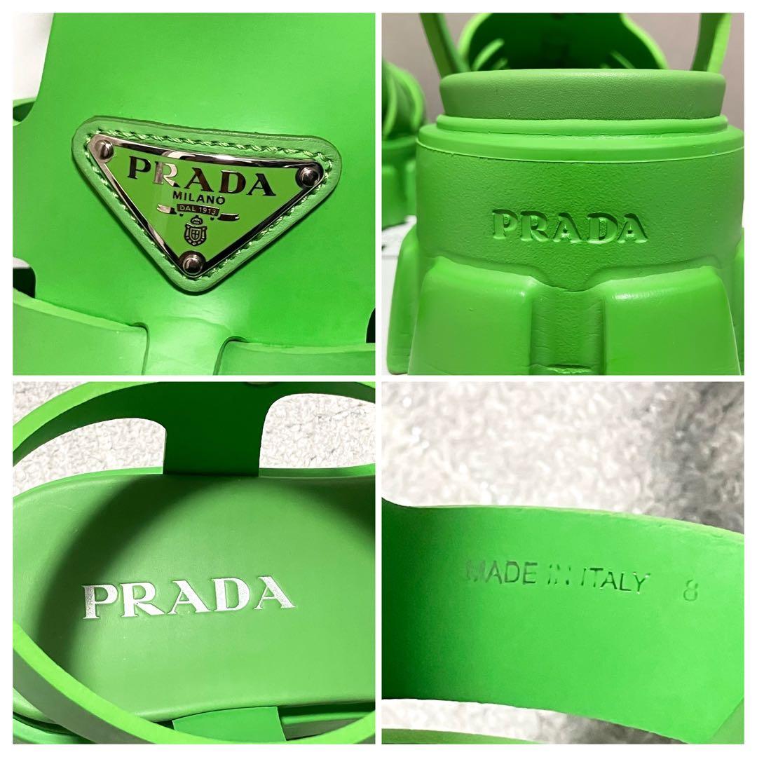 25SS！プラダ［モノリス］箱付き　サンダル　厚底　ラバー　メンズ　サイズ8