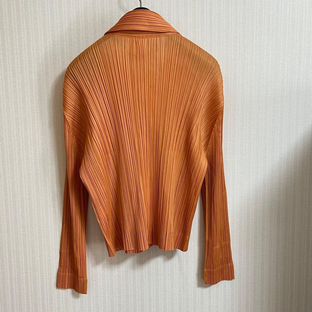 PLEATSPLEASE イッセイミヤケ ジップ式シャツ　オレンジ　3