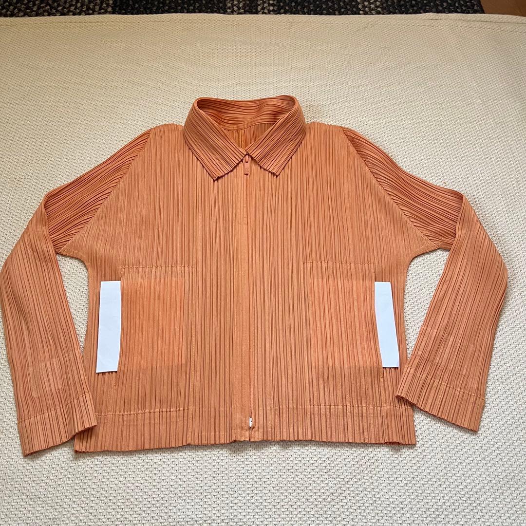 PLEATSPLEASE イッセイミヤケ ジップ式シャツ　オレンジ　3