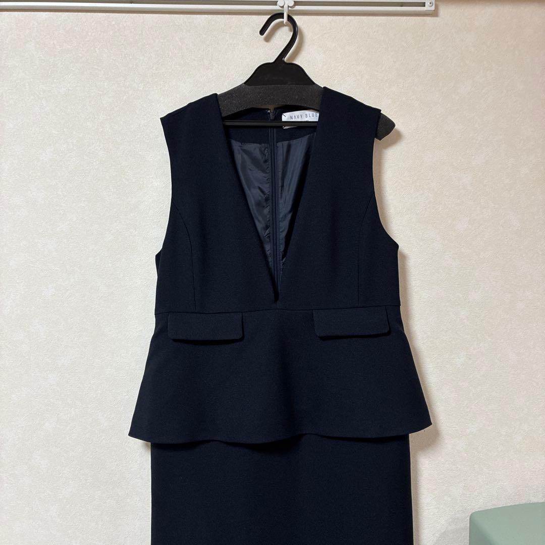 【未使用タグ付き】SHIPS anyダブルクロス Vネック ペプラム ワンピース