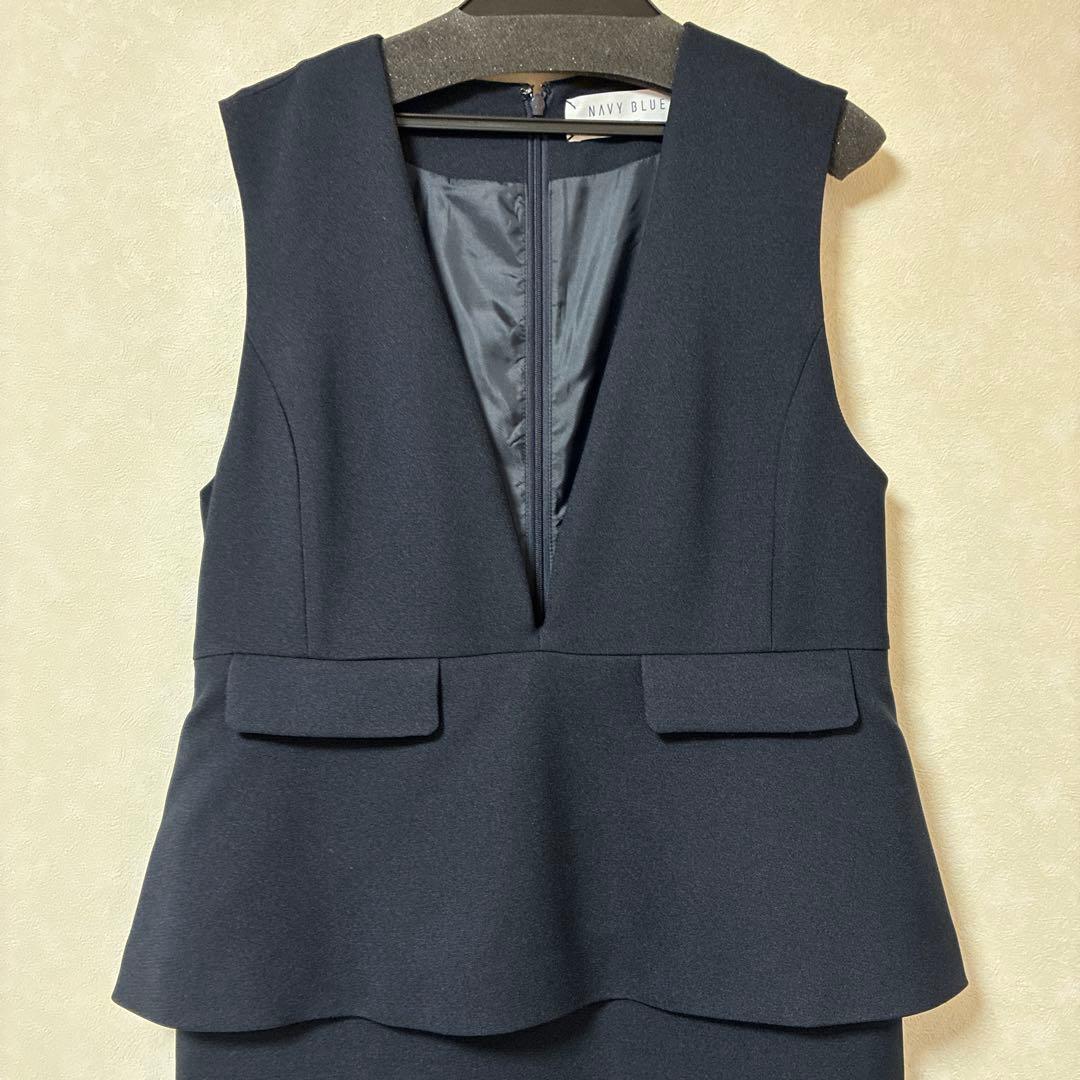 【未使用タグ付き】SHIPS anyダブルクロス Vネック ペプラム ワンピース