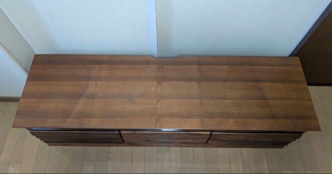 ブラウン木製モダンテレビ台 引き出し付き