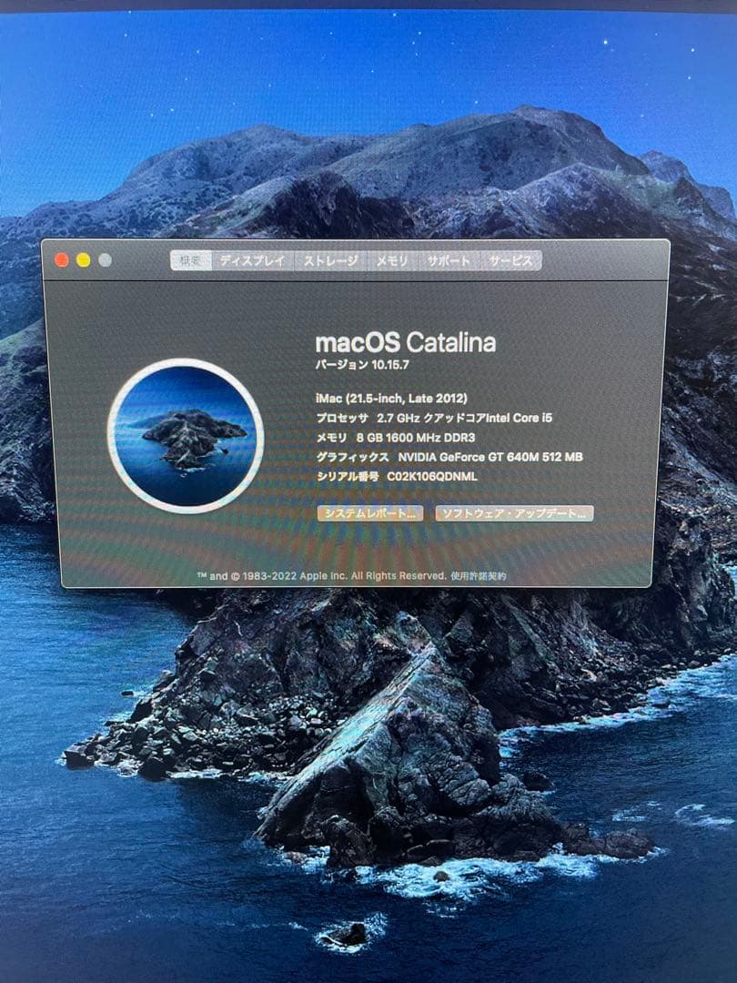 Apple iMac21.5インチLate2012 1TB 8GB