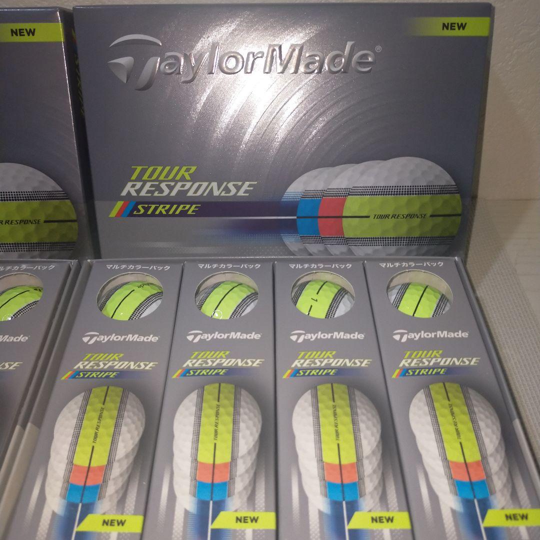 新品 TaylorMadeツアーレスポンスストライプボールイエロー2ダース24球