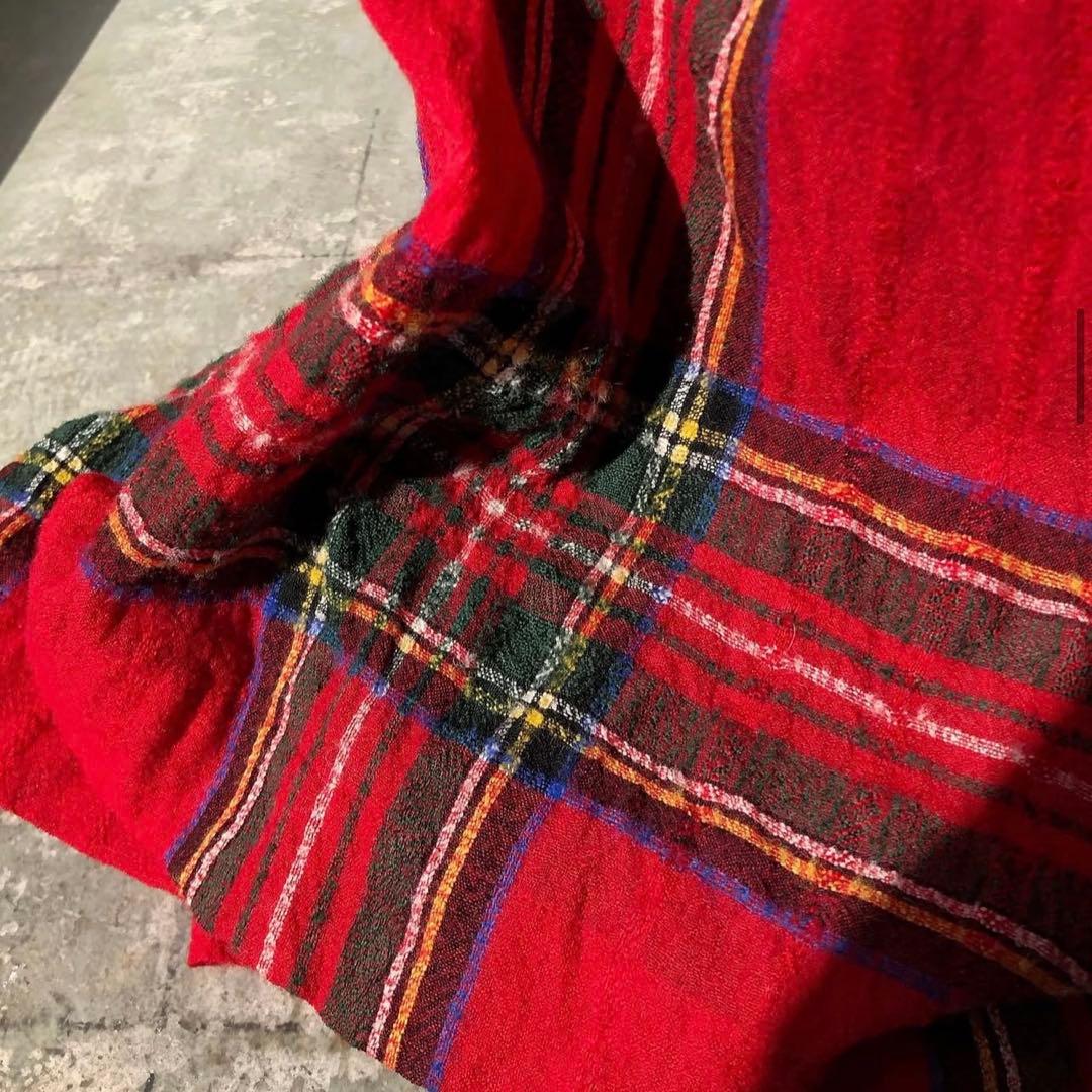 ichi Antiquités ウールタータンチェック シャツワンピース