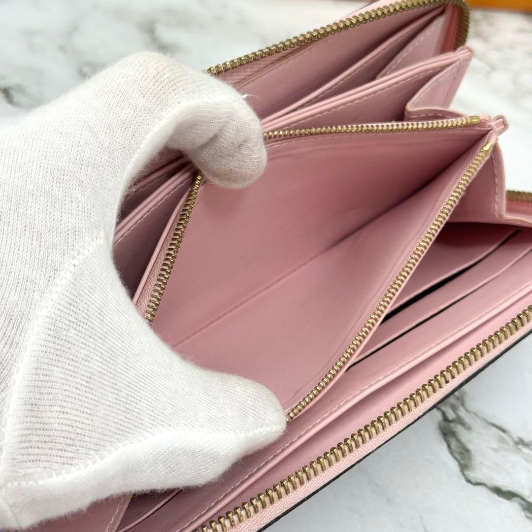【美品】ルイヴィトン ヴェルニ 長財布 ジッピー ウォレット ブラック ピンク