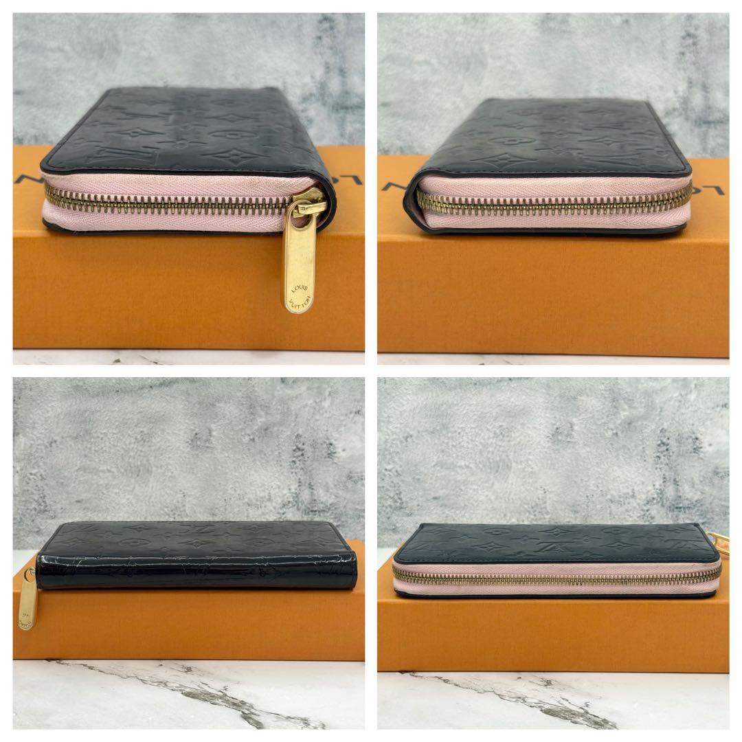 【美品】ルイヴィトン ヴェルニ 長財布 ジッピー ウォレット ブラック ピンク