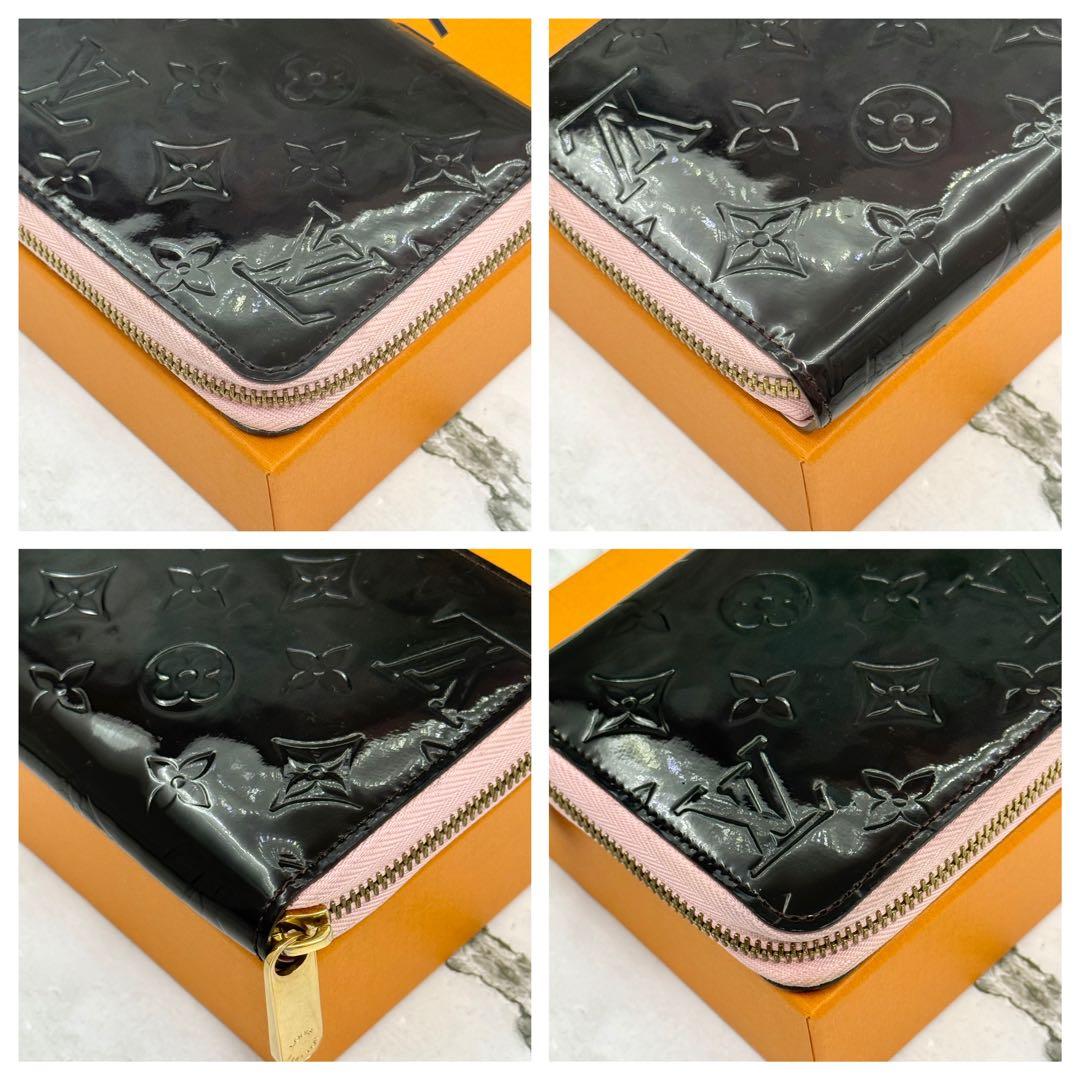 【美品】ルイヴィトン ヴェルニ 長財布 ジッピー ウォレット ブラック ピンク