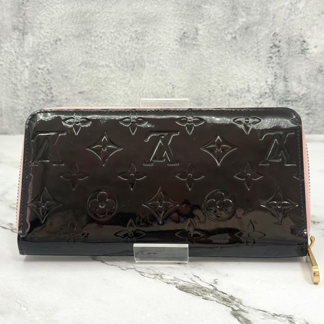 【美品】ルイヴィトン ヴェルニ 長財布 ジッピー ウォレット ブラック ピンク