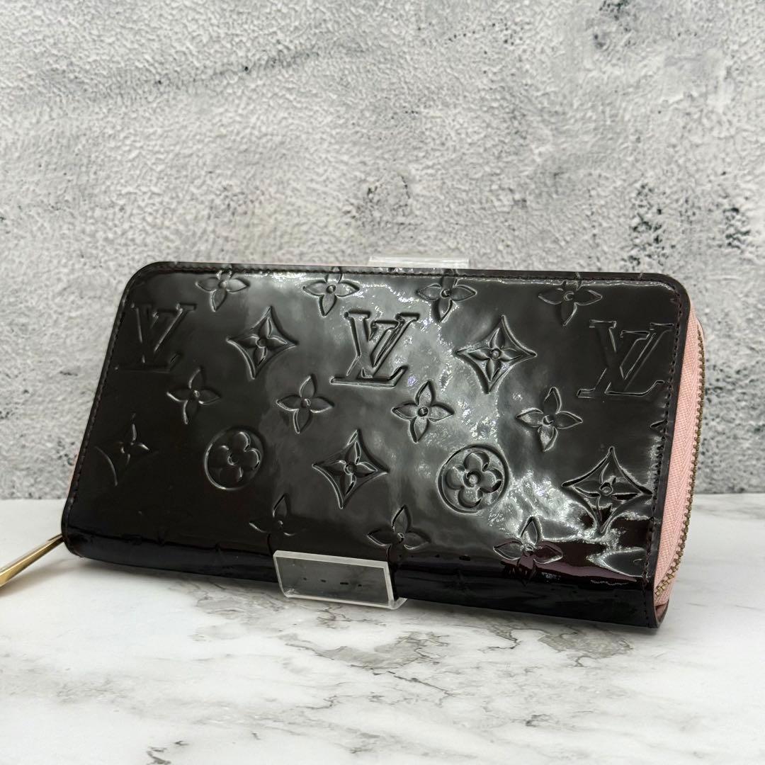 【美品】ルイヴィトン ヴェルニ 長財布 ジッピー ウォレット ブラック ピンク