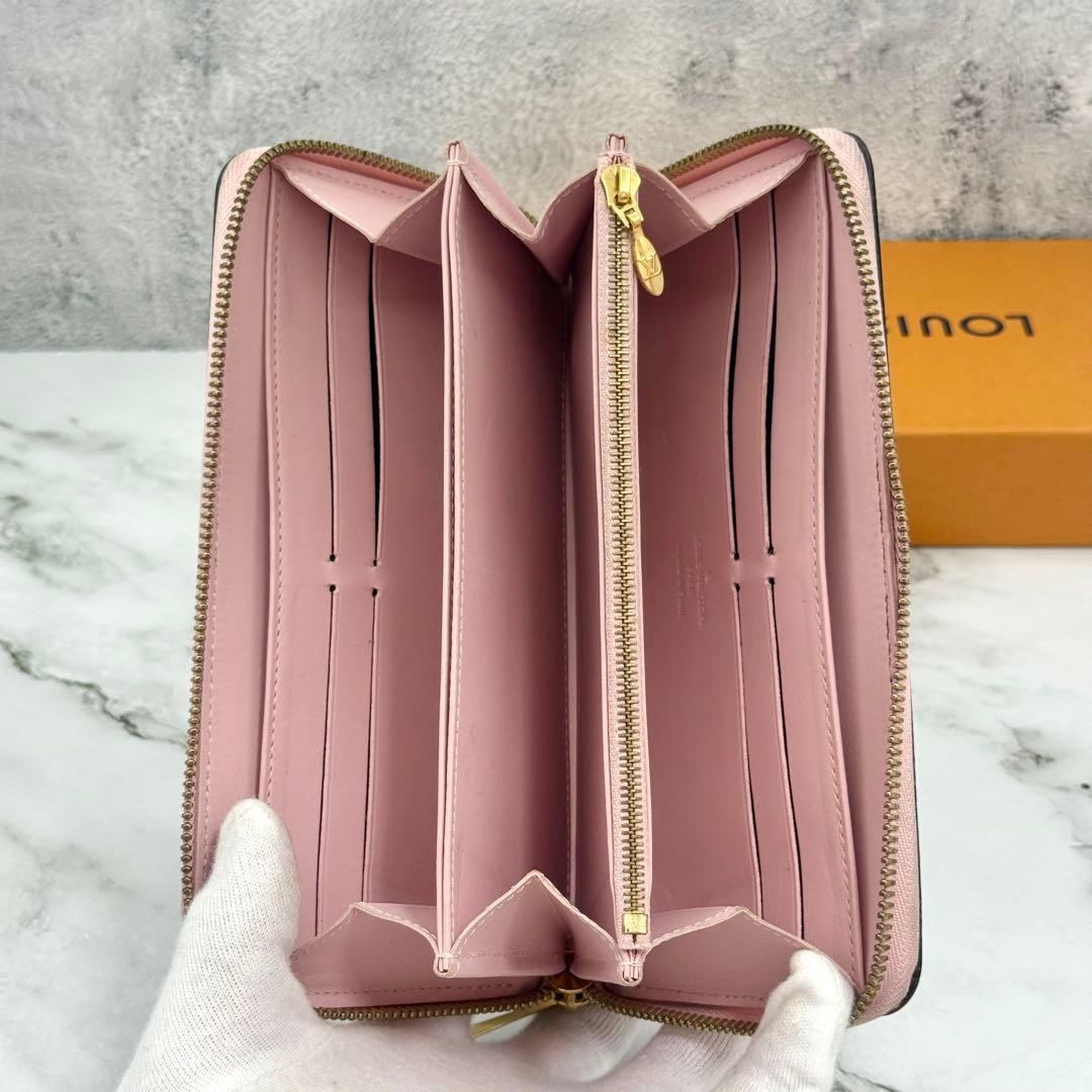 【美品】ルイヴィトン ヴェルニ 長財布 ジッピー ウォレット ブラック ピンク