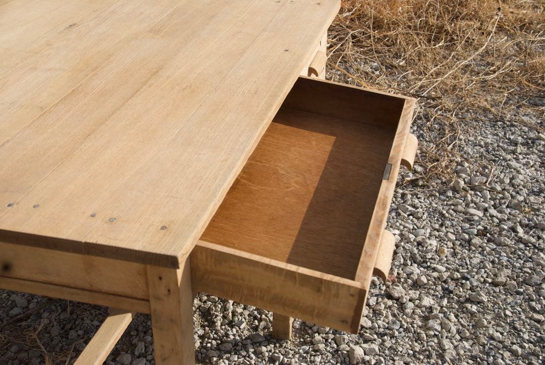 机　古道具　片袖机　ナラ材　無塗装　ナチュラル　レトロ　ヴィンテージ家具　剥離