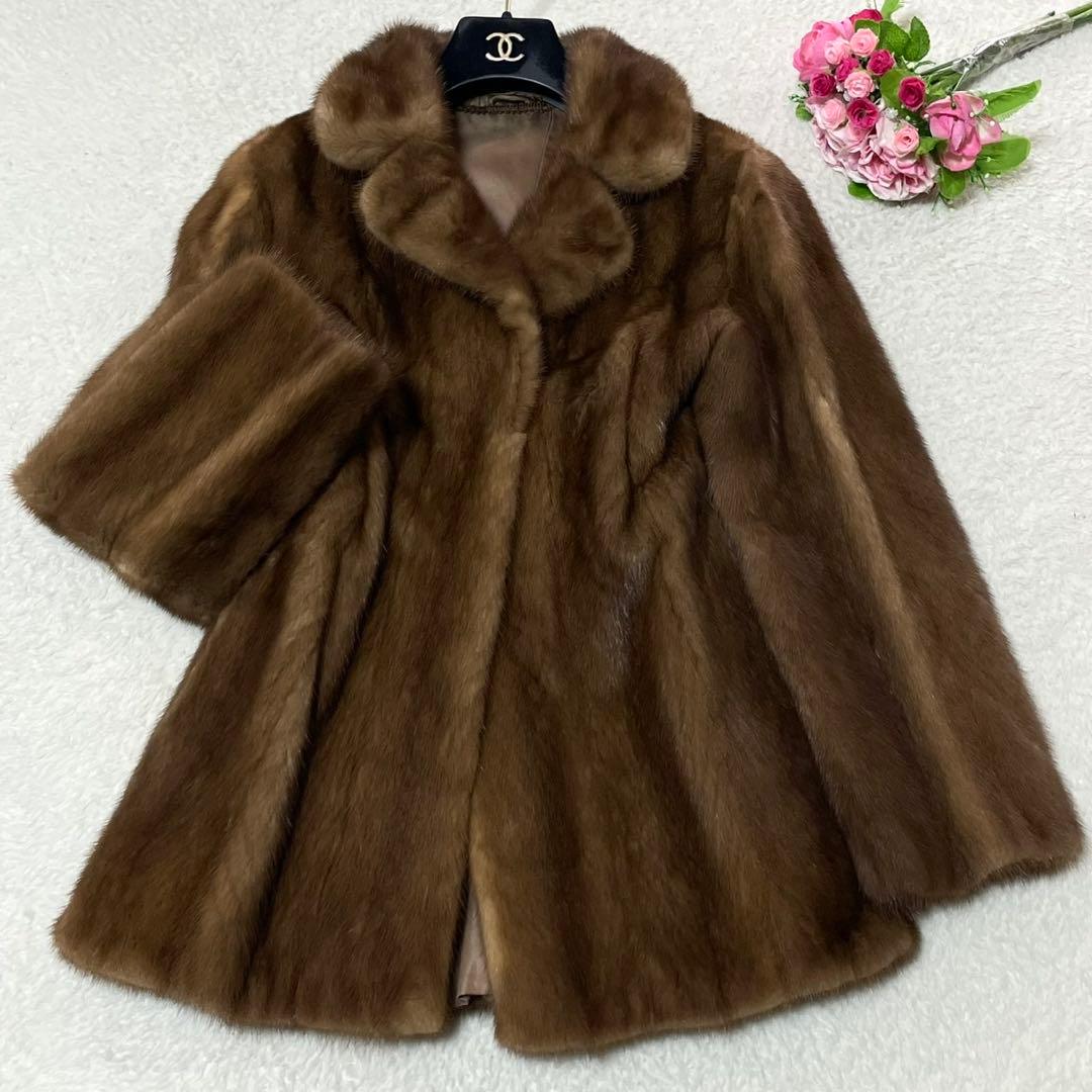 デミバフミンク 毛皮 コート サイズL相当 毛並み◎