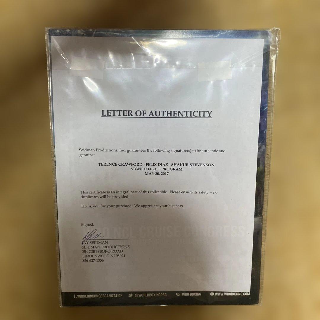 テレンスクロフォードとフェリックディアスの直筆サインパンフレット