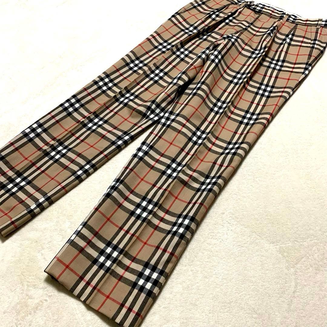 美品【Burberry’s】ノバチェック　ワイドタックパンツ　スラックス90s’