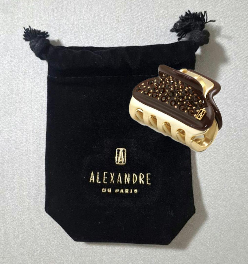 【美品】アレクサンドルドゥパリ S ヘアクリップ人気のブラウン ストーン 完売品