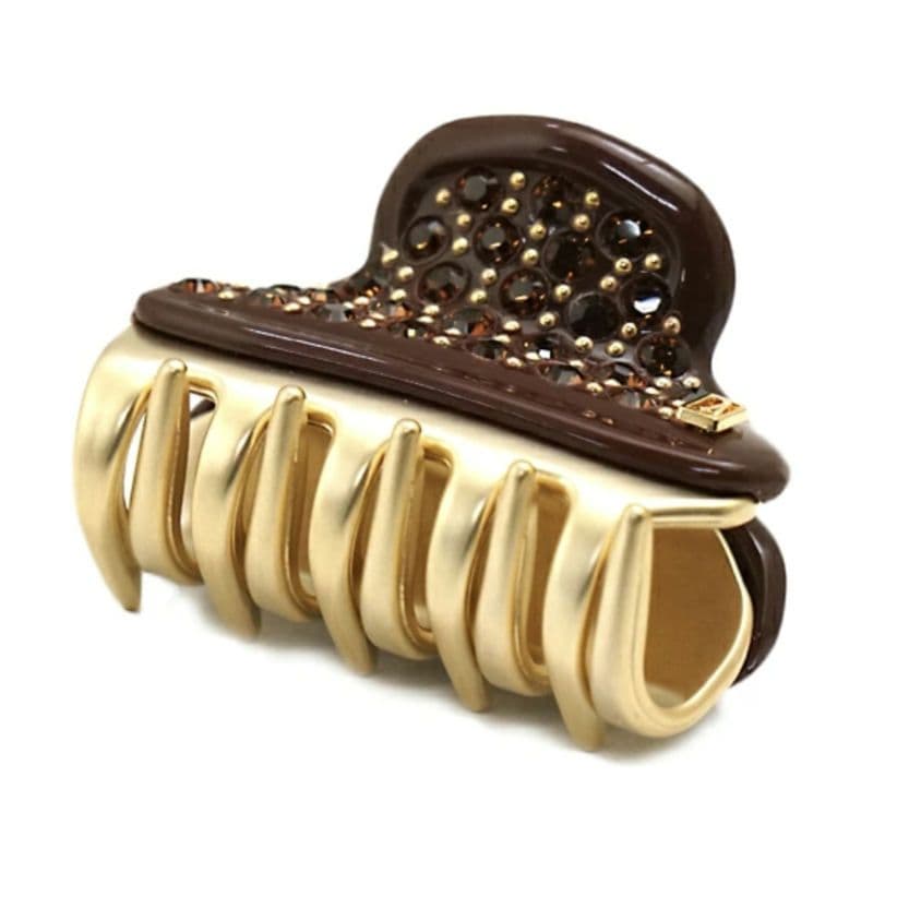 【美品】アレクサンドルドゥパリ S ヘアクリップ人気のブラウン ストーン 完売品