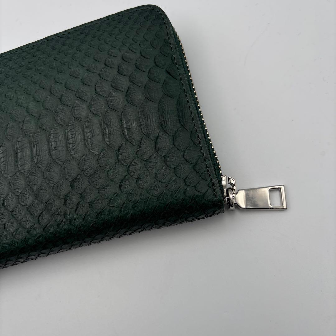深緑　パイソン財布　蛇革　パイソン　長財布　グリーン　緑　上質タイプ